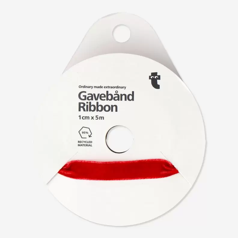 Rødt fløjlsbånd - 5 m