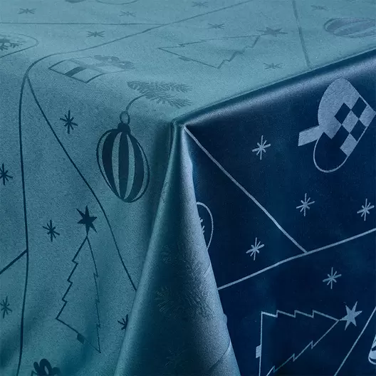 Nordisk Tekstil Juletid damask dug blå 140x270 cm