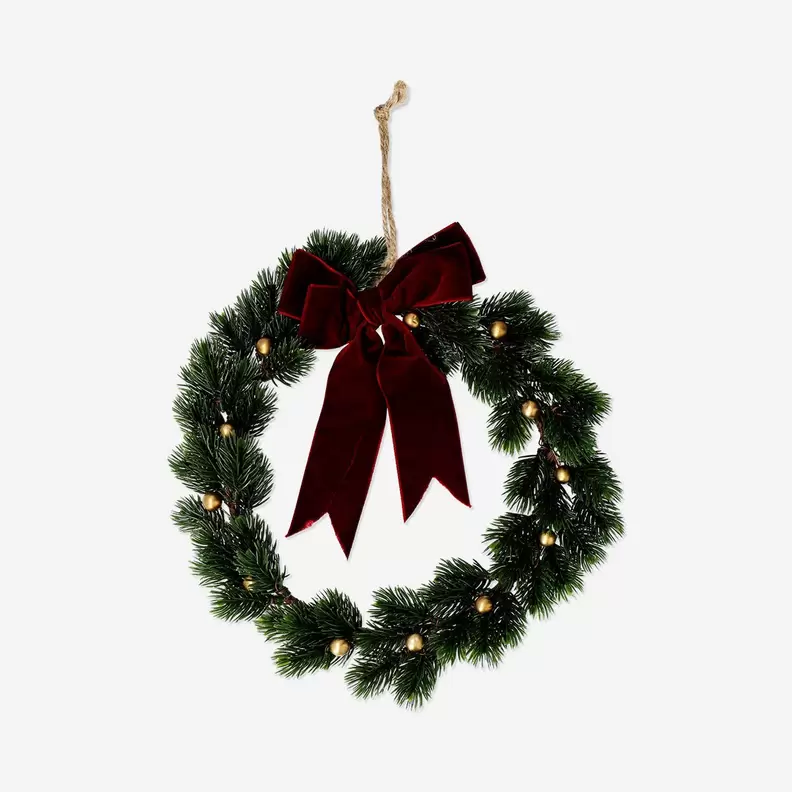 Krans med rød sløjfe - 30 cm
