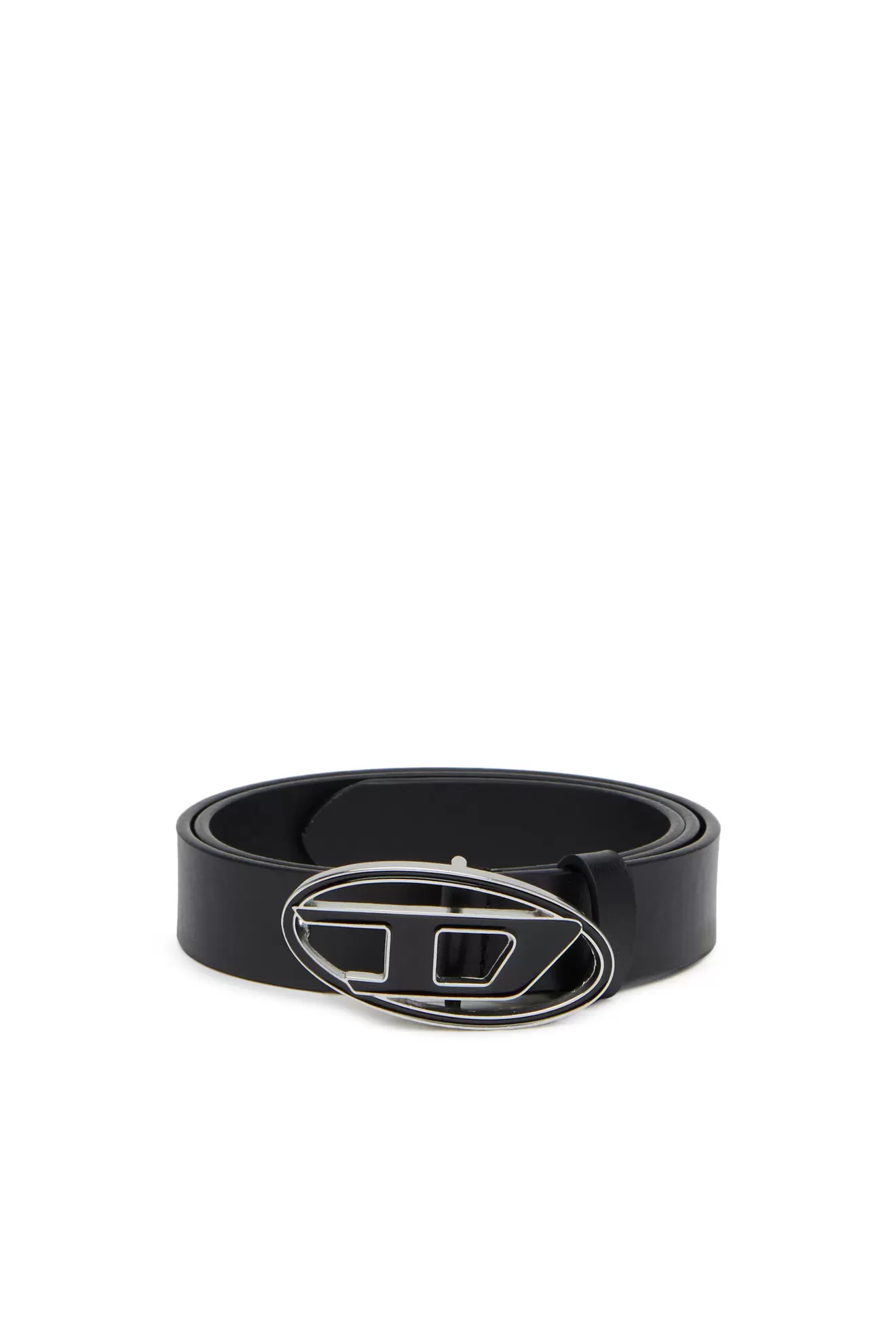 2.4cm leather belt with enamelled buckle