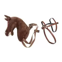 Bærbar brun kæphest med skulderremme og hovedtøj – længde ud fra brystet 29 cm