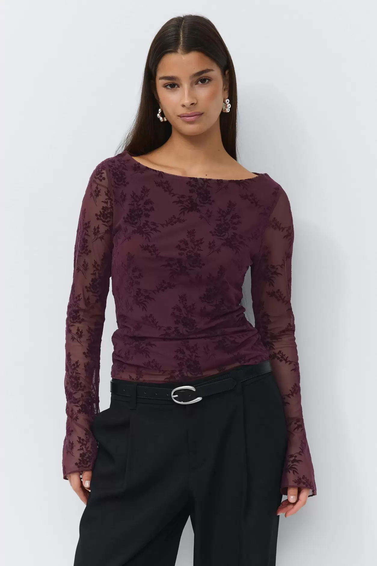 Floral flare sleeve top