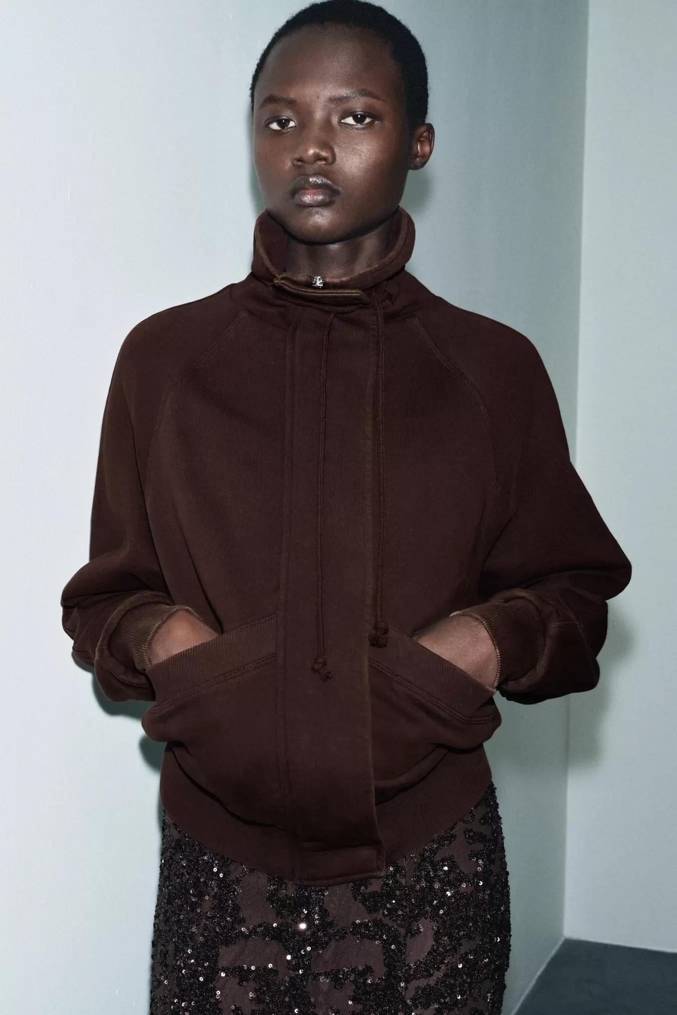 JAKKE I FLEECE MED VASKET EFFEKT