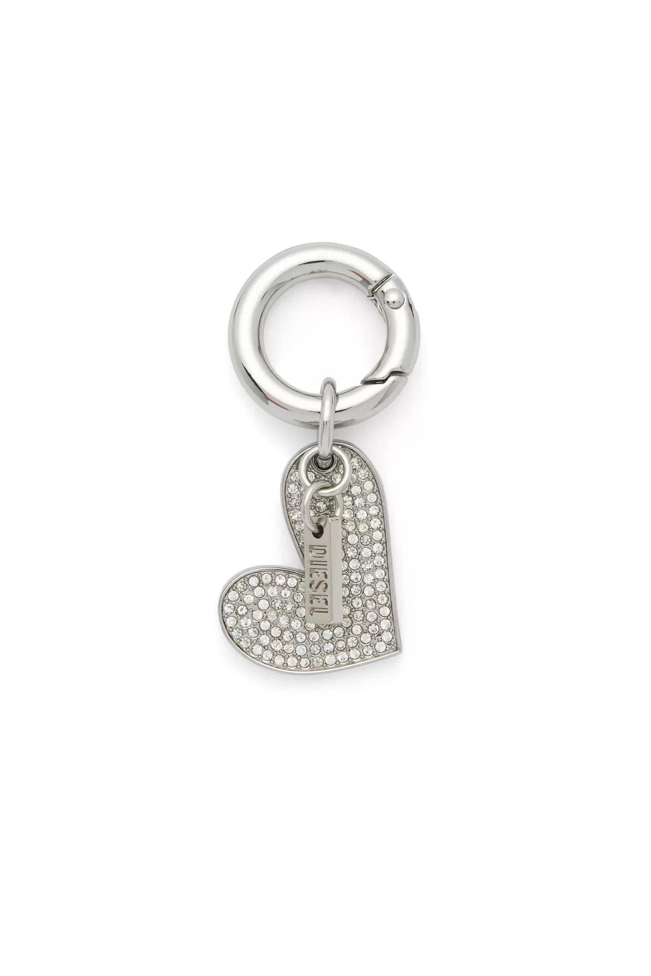 Metal heart charm with rhinestones