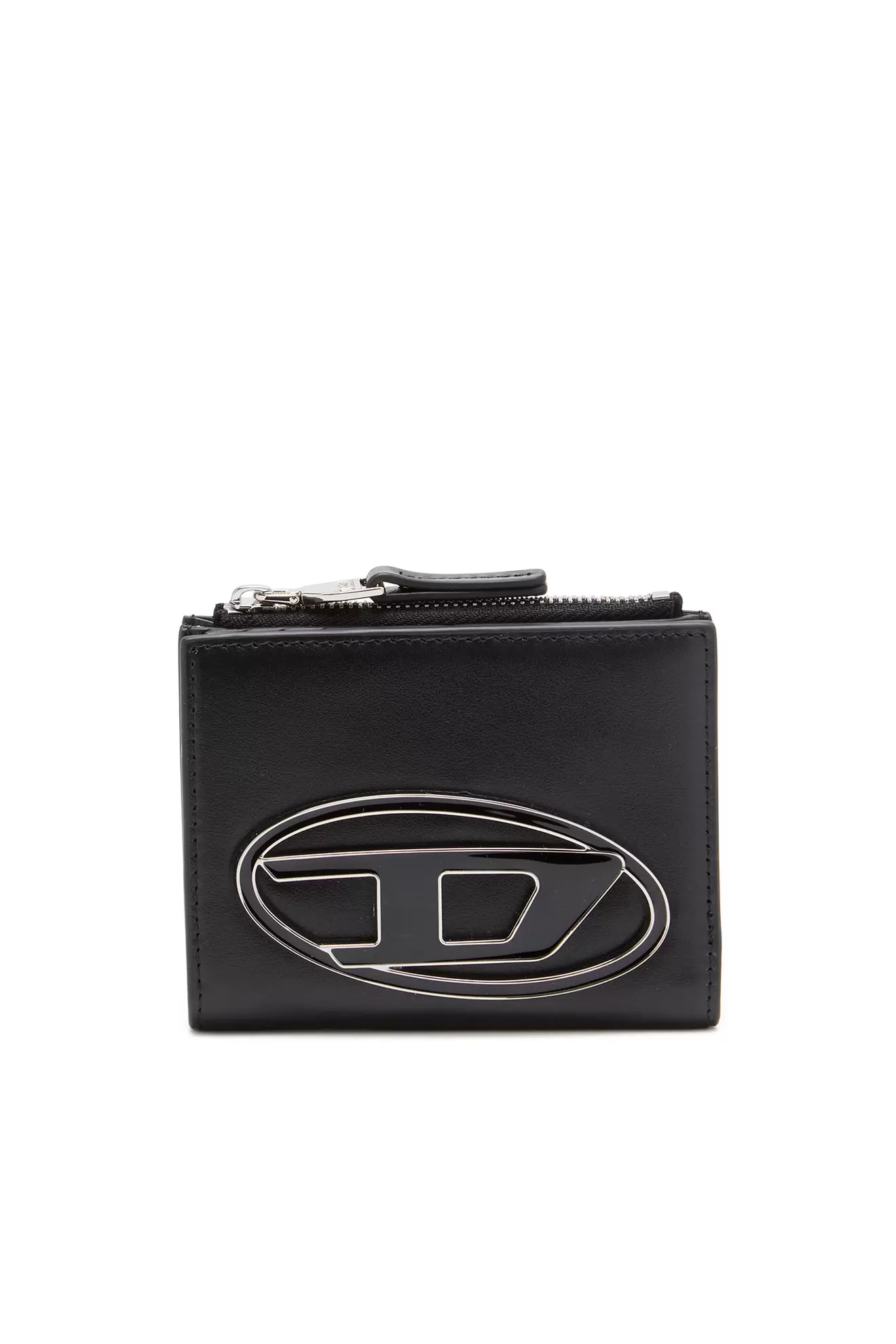 Small leather wallet with logo plaque