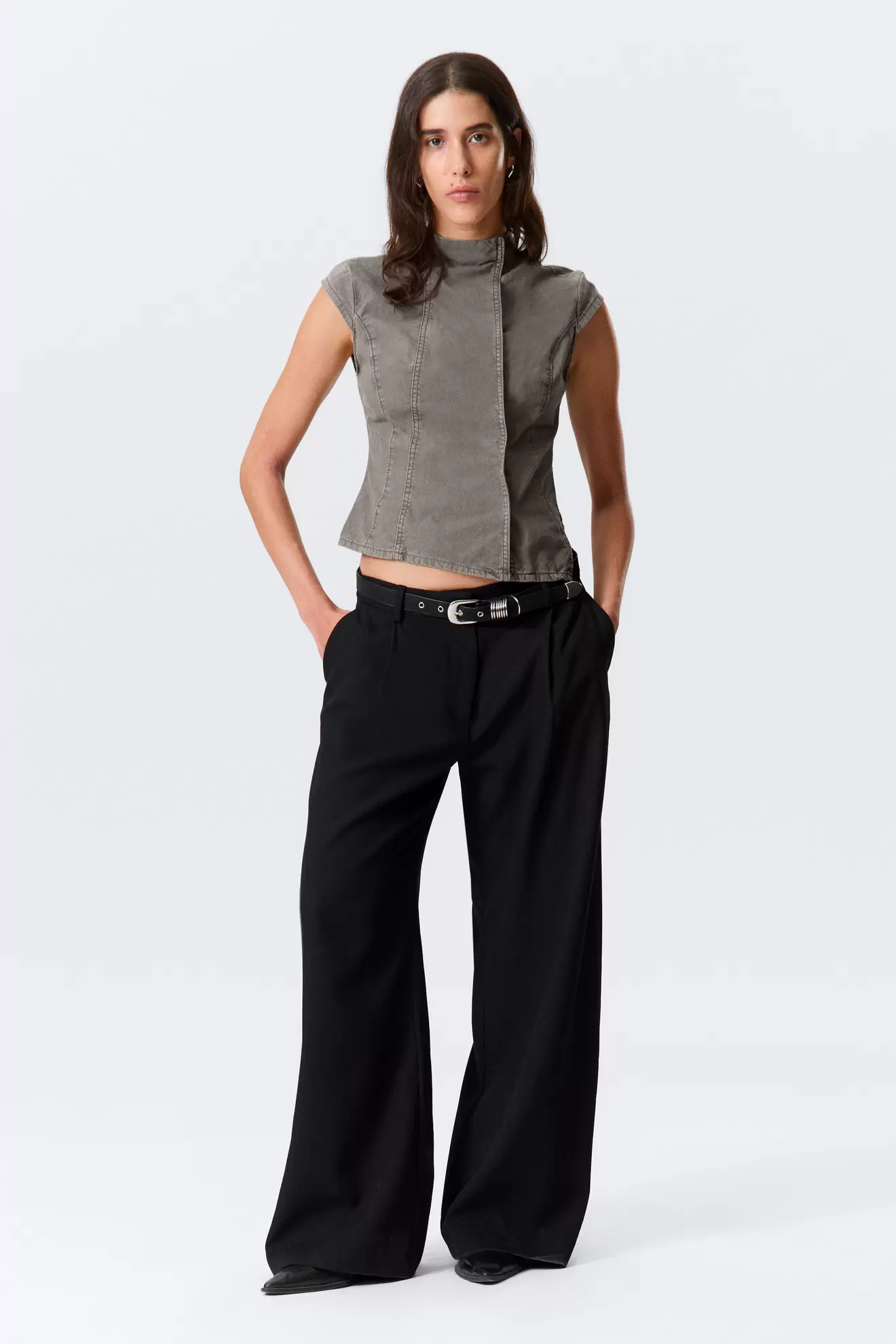 LOW WAIST WIDE SUITING TROUSERS