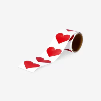 Sticker heart gift tags on a roll...