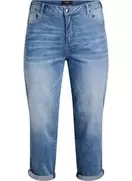 7/8 jeans med opsmøg og høj talje