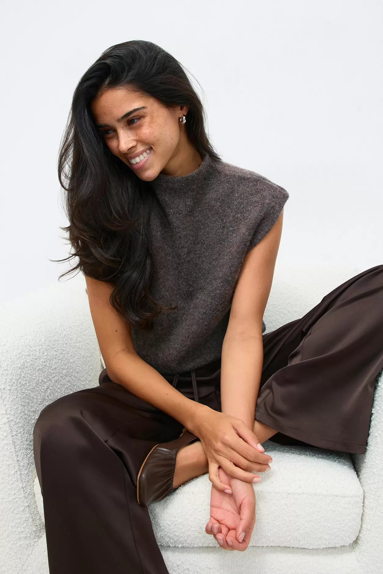 Funnel neck knitted top