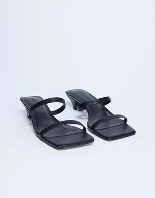 Topshop - Izzy - Sorte mules med kegleformet hæl