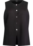 Ærmeløs strikvest med dekorative knapper