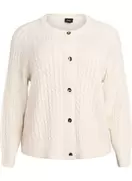 Kabelstrikket cardigan med gyldne knapper