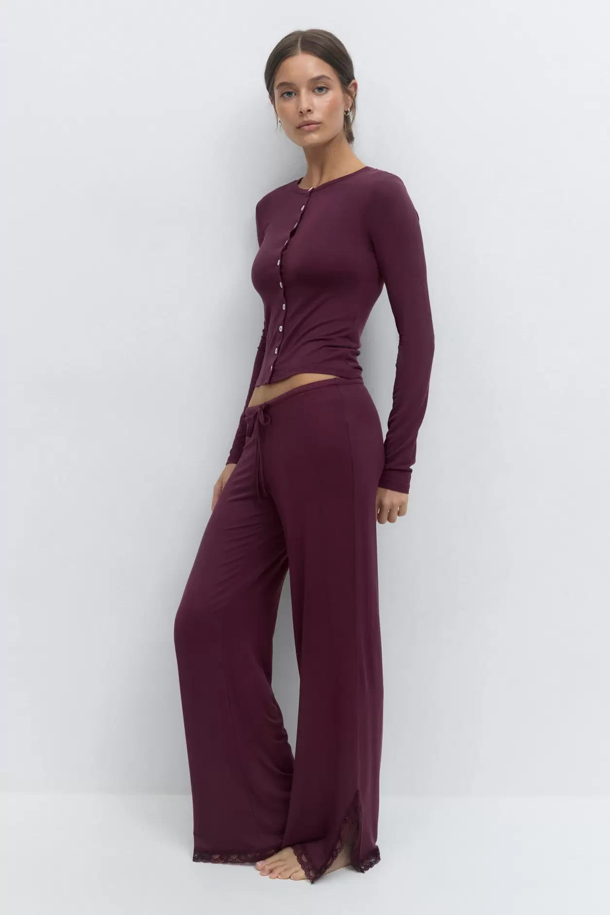 Soft lace loungewear trousers
