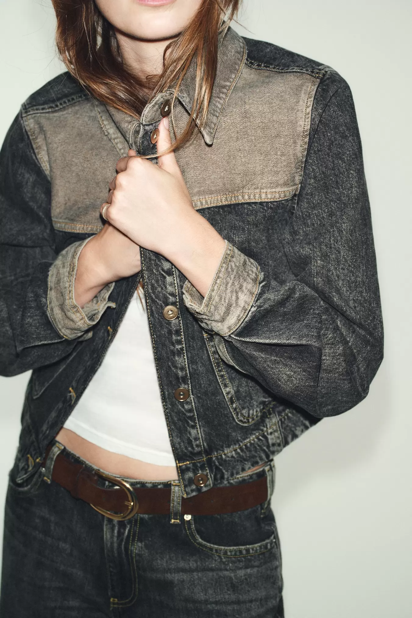 DENIMJAKKE Z1975 I KOMBINERET STOF