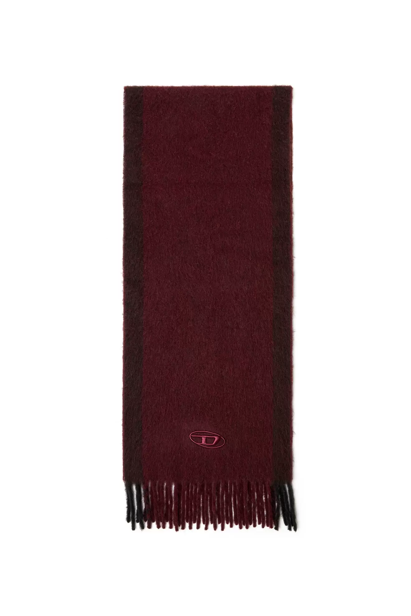Jacquard wool scarf in burgundy