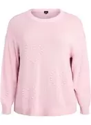 Løs strikbluse med hjertemønster