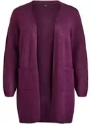 Lang strik cardigan med lommer