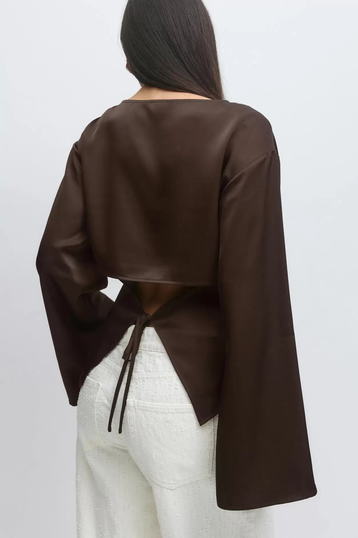 Open back satin blouse