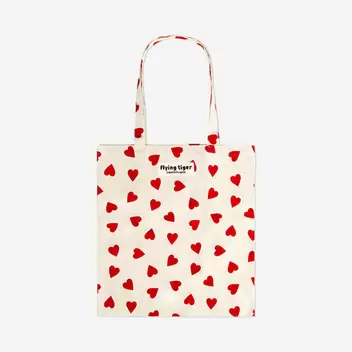 Tote bag with red hearts