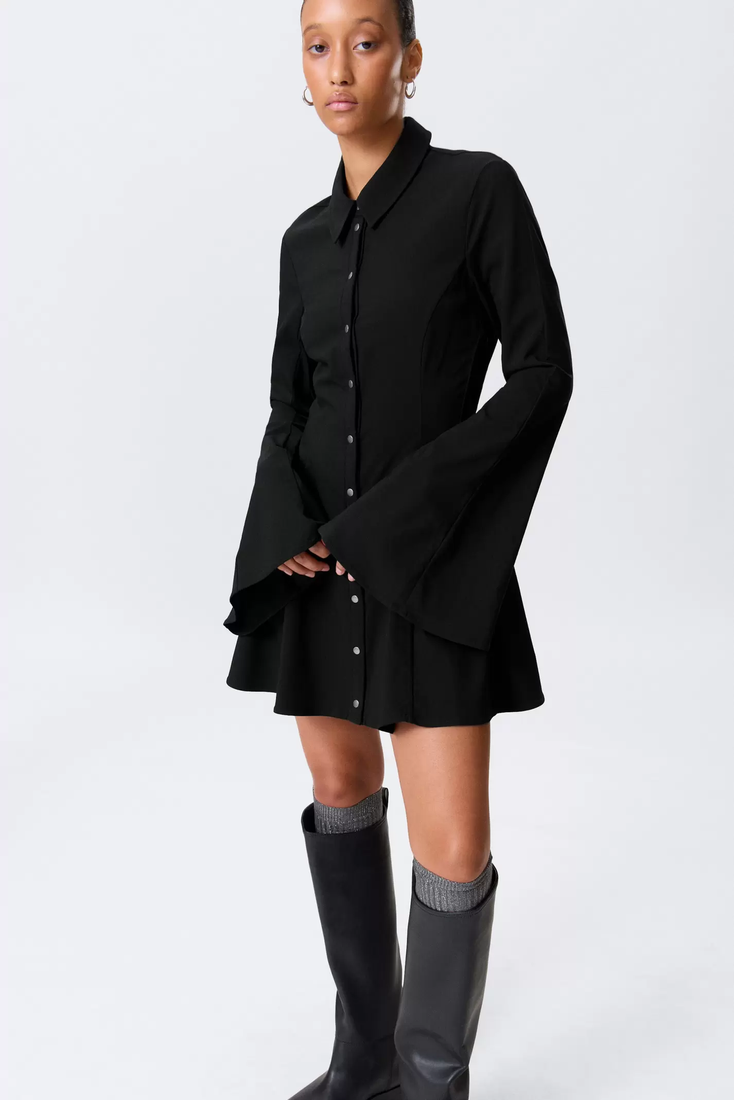 FIT-AND-FLARE MINI SHIRT DRESS