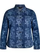 Denimjakke med blomstret mønster