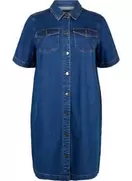 Denimkjole med knapper og korte ærmer