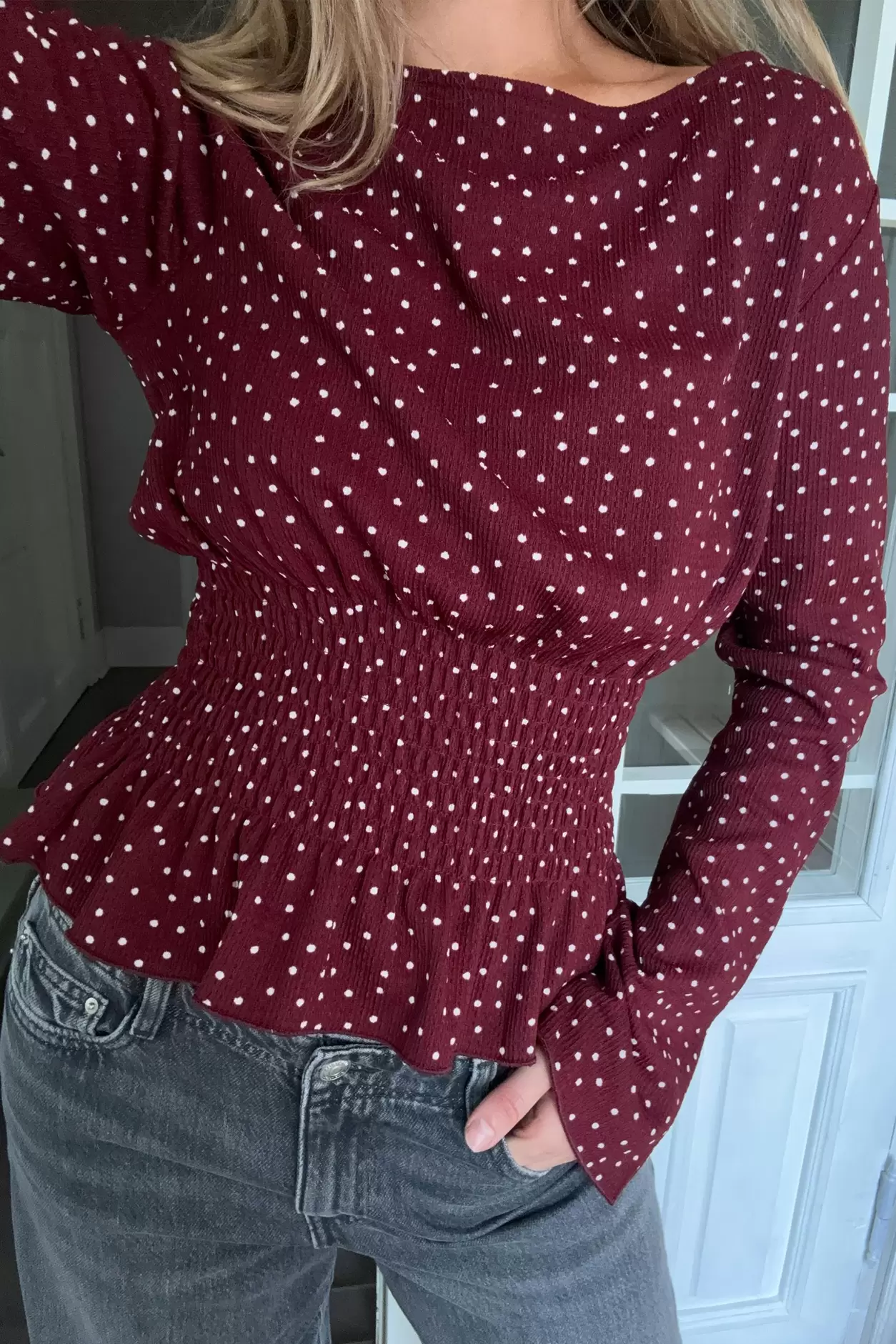 Long sleeve smock top