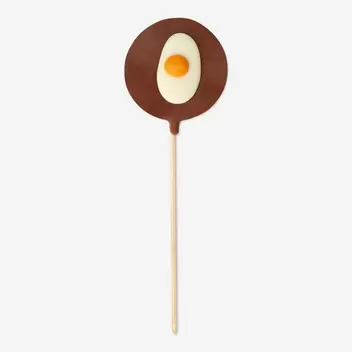 Chocolate fried egg lollipop
