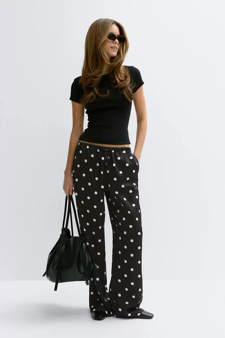 Drawstring satin trousers