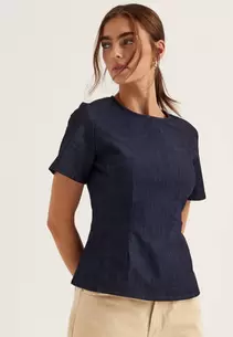 Onltammy S/S FITTED DNM SHIRT