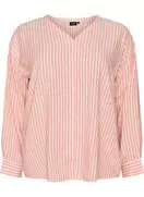 Bluse i hør og viskose med V-udskæring