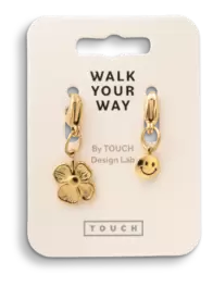 Walk Your Way Firkløver Smiley Charms Guld