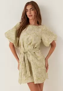 Vikaia Boat Neck 2/4 JACQ SHORT DRESS