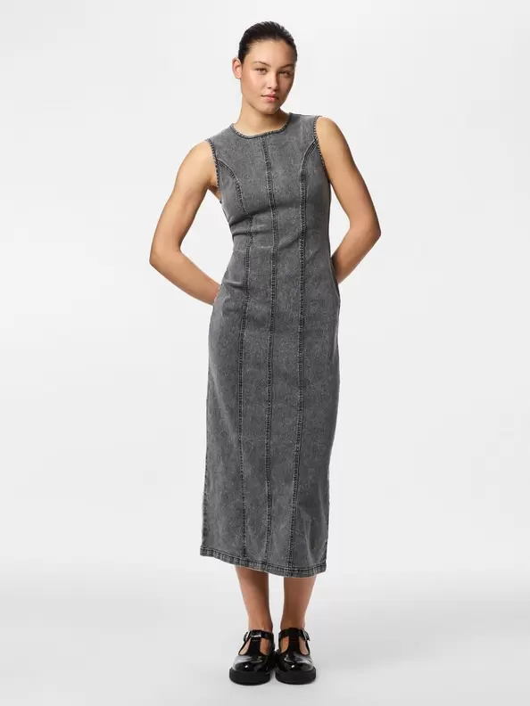 PCFRANNA DENIM MIDIKJOLE