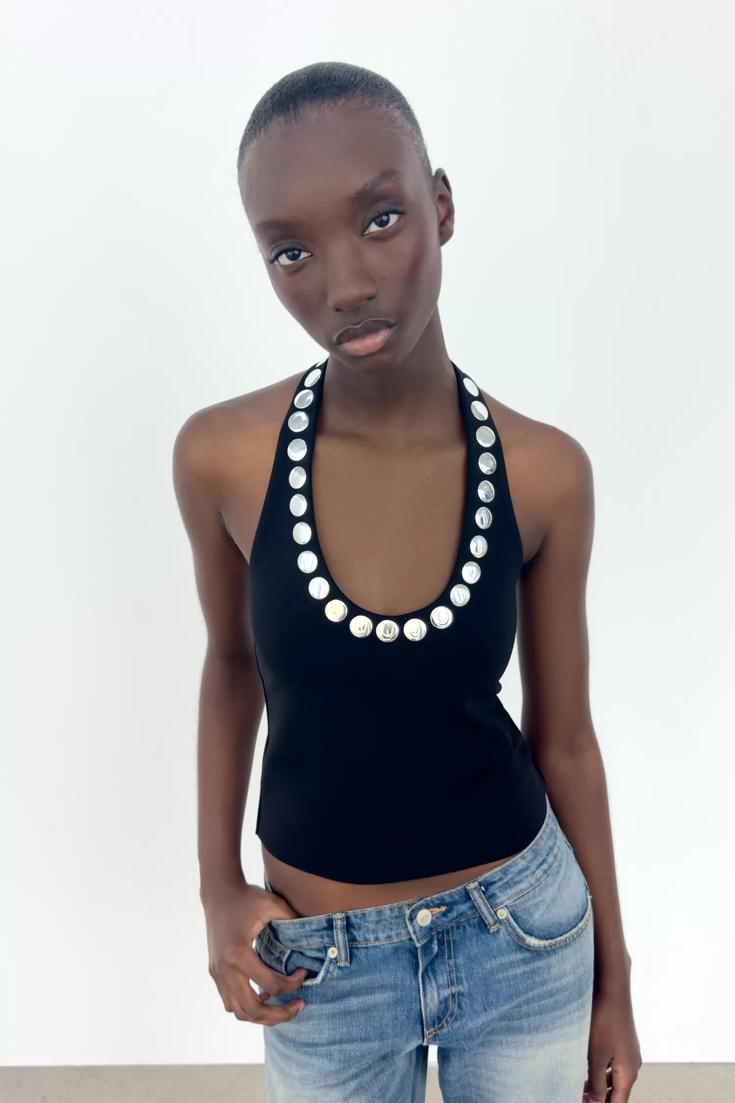 HALTERNECKTOP MED NITTER