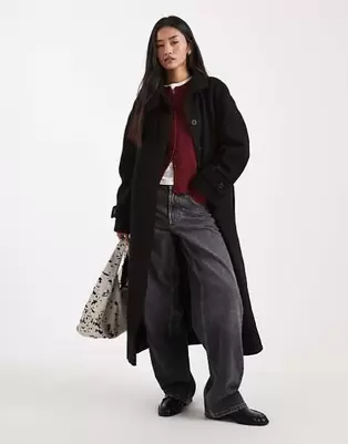 ASOS DESIGN - Sort formel longline-trenchcoat med ståkrave