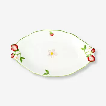 Oval plate with embossed strawber...