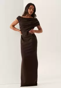 Asymmetric Draped Maxi Dress