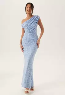 Asymmetric Draped Burnout Maxi Dress