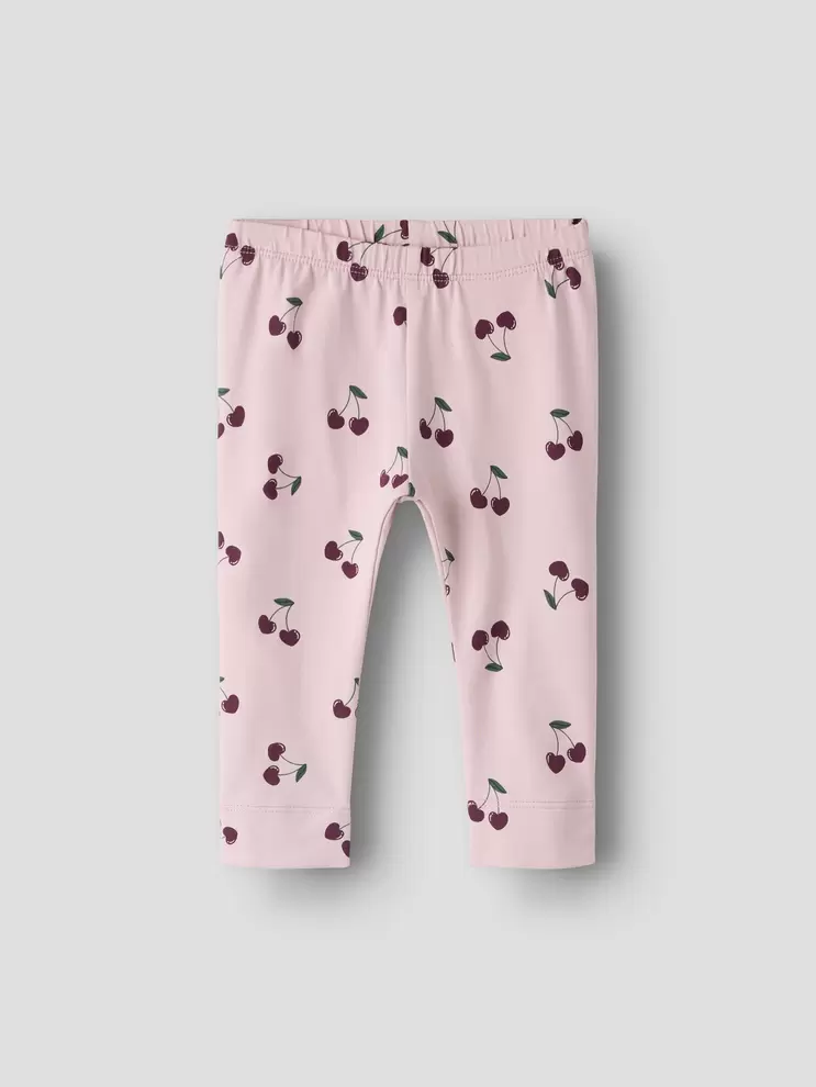 Legging med kirsebær print, str. 56-92 - Lyserød