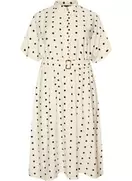 Midi skjortekjole i viskose med prikker
