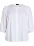 Skjortebluse i hør og viskose med 3/4-ærmer