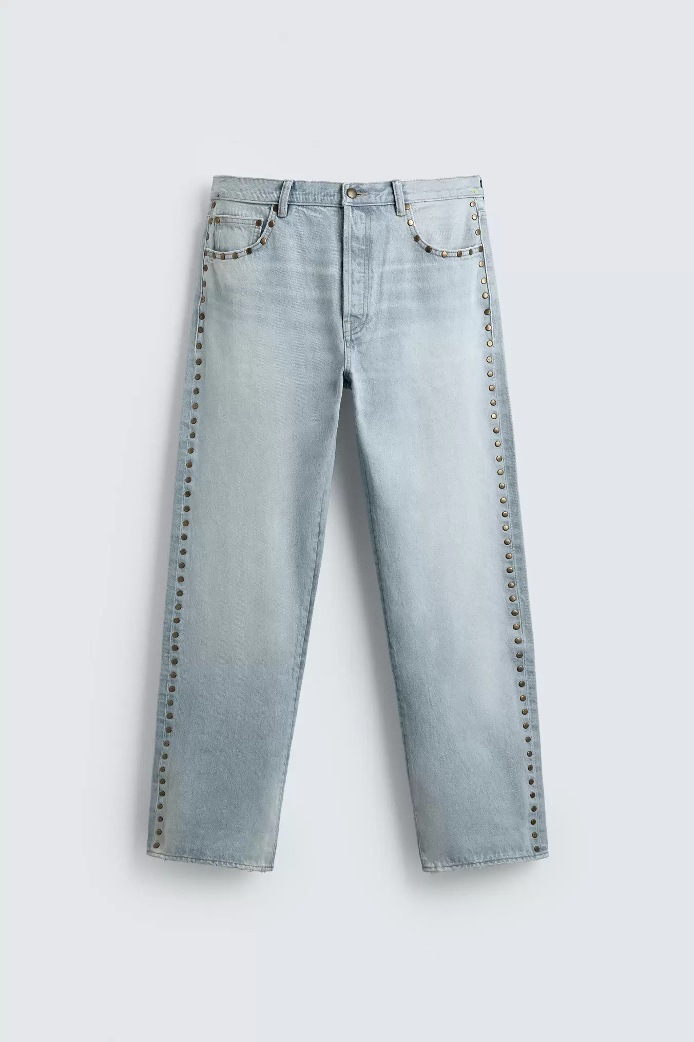 STRAIGHT FIT JEANS MED METALNITTER
