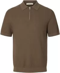 SLHCRAN SS KNIT STRUCTURE ZIP POLO