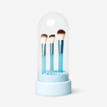 Blue makeup brush organiser and c...