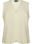Stribet vest i hør og viskose