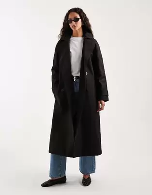 ASOS DESIGN - Sort vandafvisende longline-trenchcoat