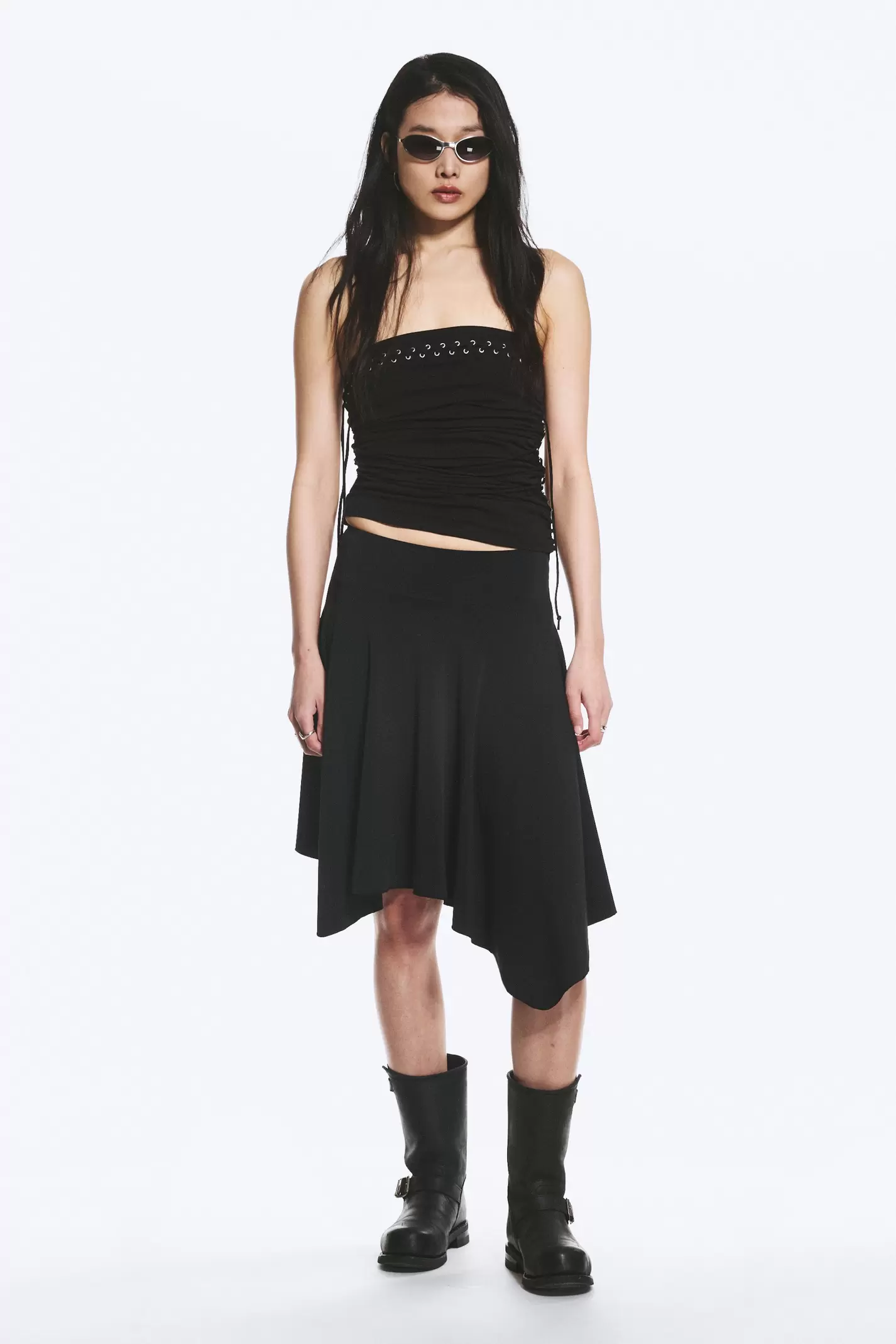 MID RISE ASYMMETRIC JERSEY SKIRT