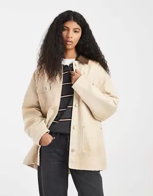 Tommy Jeans - Chore - Oversized beige jakke