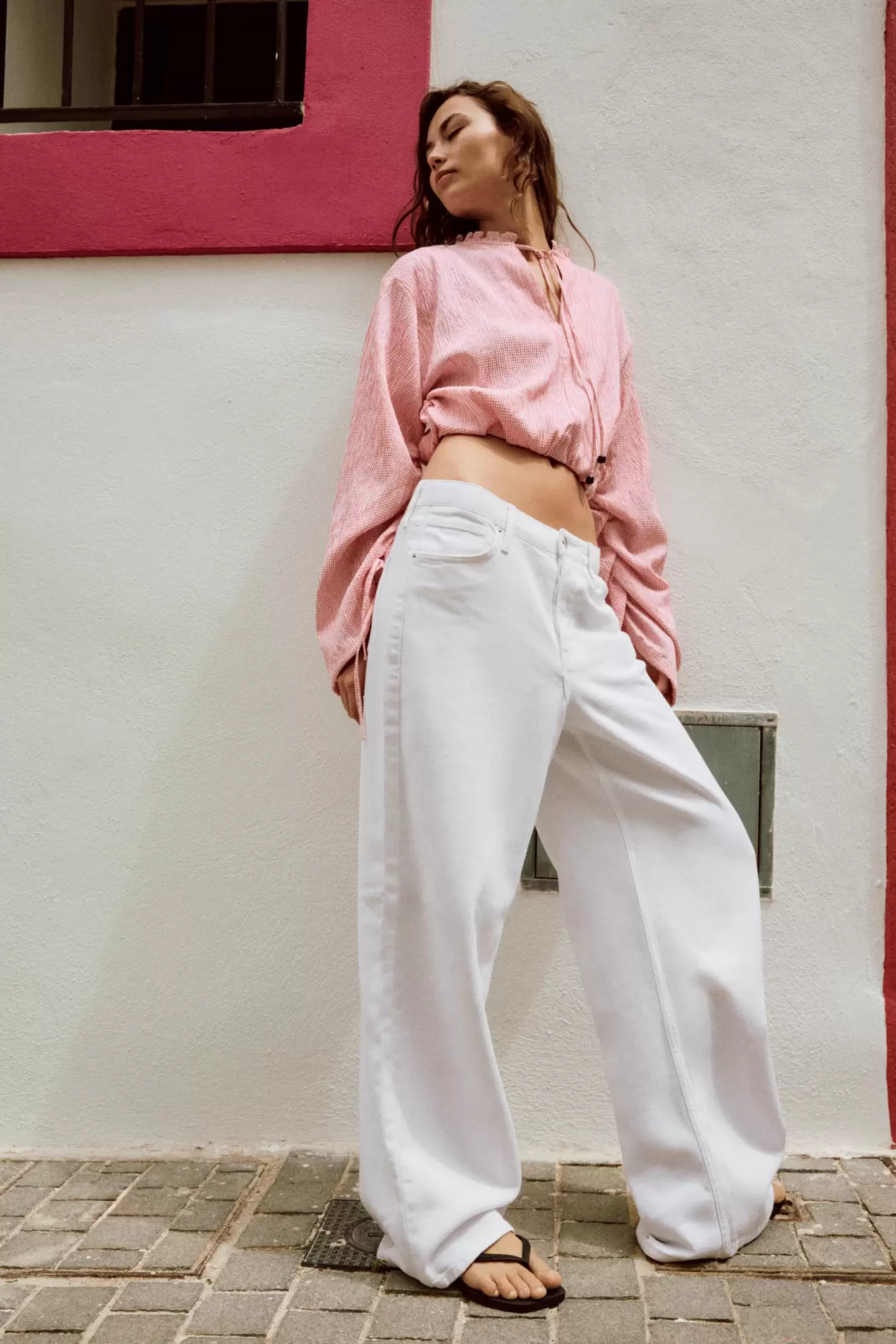 BLUSE MED GINGHAM-TERN